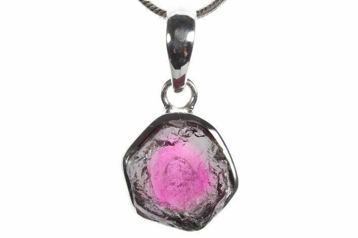 Polished Watermelon Tourmaline Pendant (Necklace) - Sterling #353977